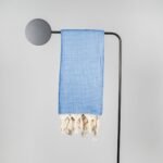 Greitai džiūstantis rankų darbo mėlynas „Wafflepiqué“ pestemalis (tradicinis turkiškas rankšluostis)