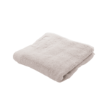 Smėlio spalvos 50×100 cm vonios rankšluostis iš švelnios ilgapluoštės medvilnės, skirtas kasdieniam SPA jaukumui namuose.