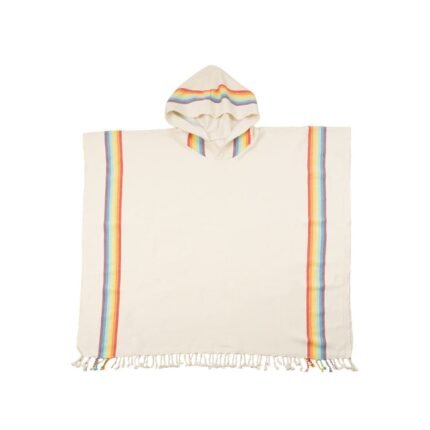 Tvarus moteriškas pončas „Rainbow“ – stilingas, orui pralaidus ir supakuotas perdirbtoje dėžutėje