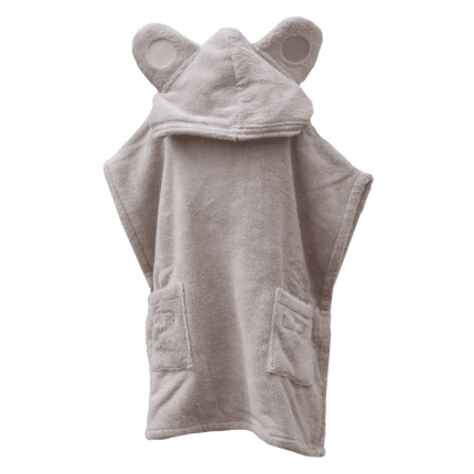 Vaikiškas pončas „Your Home – Your Spa“ – švelnus medvilninis audinys su meškučio ausytėmis ant gobtuvo