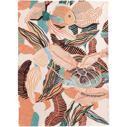 Virtuvinis rankšluostis „Dori“ iš perdirbtos medvilnės – su akvareliniais jūros motyvais ir Oeko-Tex sertifikatu